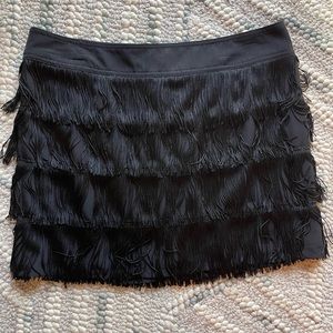 Vintage Nanette Lepore black, fringe mini skirt
